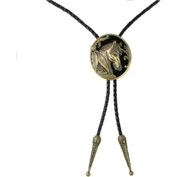 Bolo Tie Leather Braided Cowboy  Vintage Bolo Tie for Men - Picture 4 of 6
